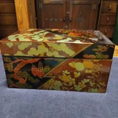 蒔絵風 文箱 漆器調 蓋付き収納箱　置物　工芸品　高さ14cm　物入れ 蒔絵風 文箱 漆器調 蓋付き収納箱 置物 工芸品 高さ14cm 物入れ - メルカリ