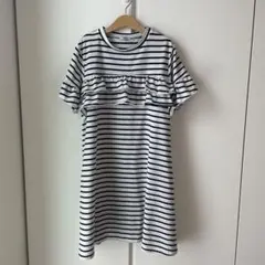 【by LOVEiT】ボーダーフリル半袖ワンピース 150cmのサムネイル