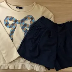 BeBeべべ 長袖カットソー&組曲フリルショートパンツ　120 リボントレーナー