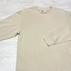 ユニクロ　エアリズムコットンクルーネックTシャツ　長袖　Mサイズ　ベージュ