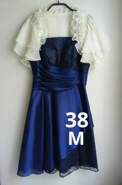 フォーマルドレス　ボレロ付　ミディ丈　 38/M　結婚式パーティー