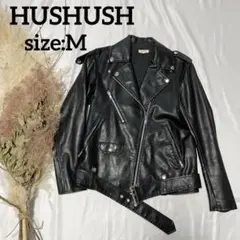 HUSHUSH【M】ブラック レザー ライダースジャケット 革ジャン アウター