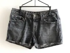 ＧＵ　デニム　ショートパンツ　ミニ　黒　グレー　Ｍ