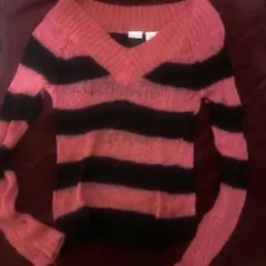 y2k ピンク×ブラック 黒 ボーダー