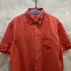 US古着 celio リネン 半袖シャツ オレンジ Lのサムネイル
