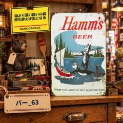 ★バー_63★ブリキ看板 Hamms 20261027 バー看板 ホームバー