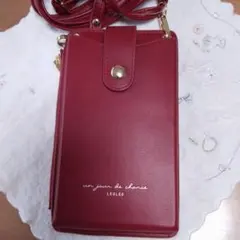 LEOLEO スマホショルダーバッグ レッド系 未使用に近い