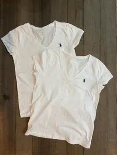 Polo Ralph Lauren ホワイト Vネック Tシャツ 2枚セット