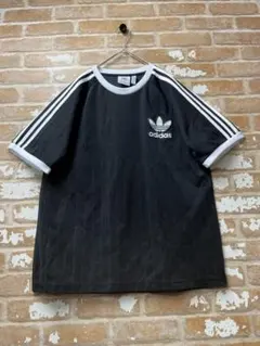 adidas Originals Tシャツ　ストライプ　トレフォイル　黒　y2k