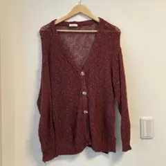 アースミュージックアンドエコロジー カーディガン 赤茶色 フリーサイズ