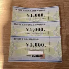 ビックカメラ 株主優待券 3枚セット