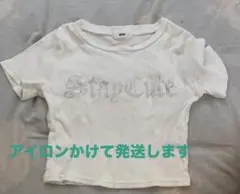 WEGO ラインストーンロゴ 半袖Tシャツ ホワイト F