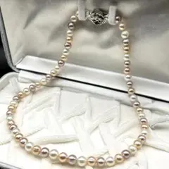 【マルチカラー】本真珠　パール　ネックレス　6.1〜6.4mm シルバー金具