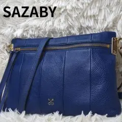 美品✨サザビー ショルダーバッグ シボ革 ネイビー ゴールド金具 ロゴ金具のサムネイル