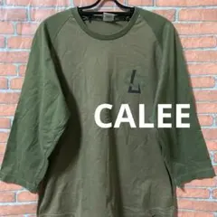 CALEE ロンt 両面プリント　カーキ