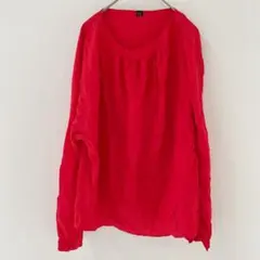 １点もの✨赤 長袖 シャツ ブラウス レッド 大人女子 通勤 春服