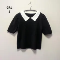 GRL♡パフスリーブ 襟付き 半袖ニット S