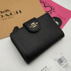 新品　COACH　折り財布　2つ折り財布　ブラック　レディース