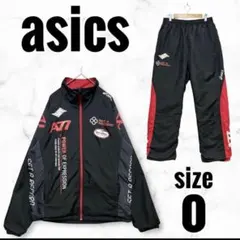 アシックス　ウインドブレーカー　ジャージ　上下セット　黒　プリント　ロゴ　【O】