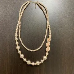 2連パールネックレス ローズモチーフ
