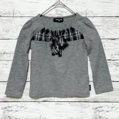 A922 COMME CA ISM カットソー　キッズ90 グレー　リボン