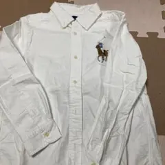 ラルフローレン130センチ白ポロシャツ 刺繍入り