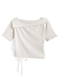 オフショルドロストテレコトップス