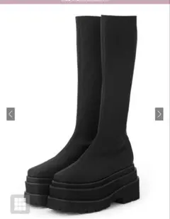 GRL グレイル ストレッチフラット厚底ロングブーツ　[gd1586］