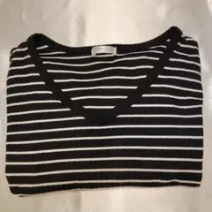 ブラック系ボーダーTシャツ 半袖 トップス