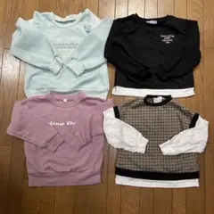 【120】女の子 キッズ 長袖 4枚セット トレーナー レイヤード風 重ね着風