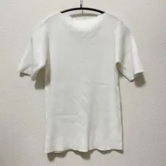 ホワイト 半袖ニット Mサイズ