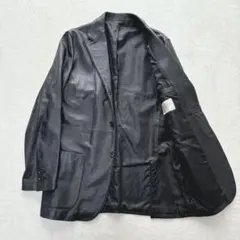 【美品】メンズビギ MENS BIGI レザーテーラードジャケット　羊革　黒