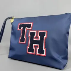 トミーヒルフィガー ポーチ ネイビー THロゴ クラッチバッグ