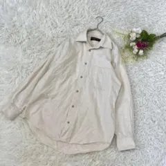 シャツ 長袖 アイボリー無地