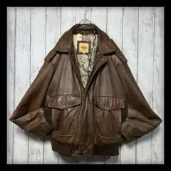 【ハードロックカフェ☆A2レザーフライトジャケット】M 本革 刺繍ロゴ 裏地地図