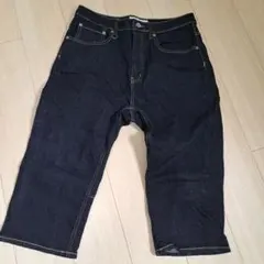 メンズ　ダークブルー ハーフデニム Lサイズ