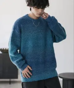 オーバーサイズ ウール混クルーニットセータ