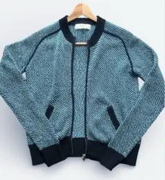 ルシェルブルー ニットジャケット ブルゾン ブルーグリーン系 フリー