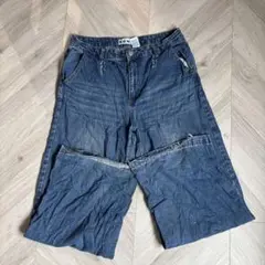 S.O.N.G. ダークブルー ワイドパンツ　訳あり　ビンテージ　古着　30