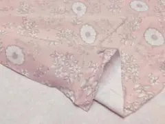 POPイラスト花柄スムースニット　薄ピンク系　幅１４５ｃｍ× １００ｃｍ長