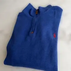 ポロ ラルフ・ローレン 青 ジップアップ ニット