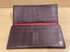 長財布　ワインレッド　ブラウン 本革　菊の御門