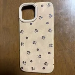 iPhone15用花柄ソフトケース ベージュ