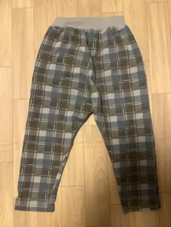 ペアマノン　チェック　ズボン　パンツ　ブルーブラウン　110 裏起毛