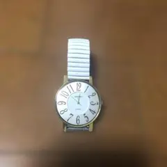 伸縮するベルトで付けやすい腕時計。