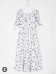 evelyn エブリン　オリジナル花柄ロングOP ブルー　リボン　アンミール