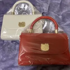 ハローキティ　持ち手付きロングストラップショルダープレートバッグ　２個セット