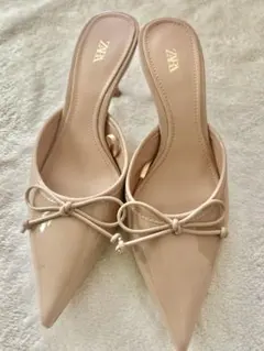 ZARA ベージュ ポインテッドトゥ ミュール 37
