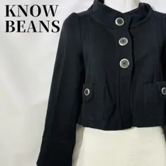 KNOW BEANS ショートジャケット 38 黒 ジャージ生地 レトロ 古着