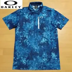 オークリー ゴルフウェア 半袖ポロシャツ Lサイズ スカル 総柄 極美品
